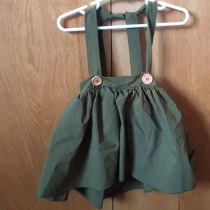 Olive green suspenders skirt